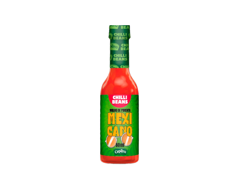MOLHO DE PIMENTA MEXICANO CHILLI BEANS CEPÊRA 60 ML (CX 12 VD)